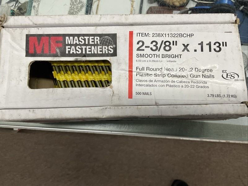 MF MASTER FASTENERS 2-3/8” X .113” Smooth Bright Nails 500 Ct.