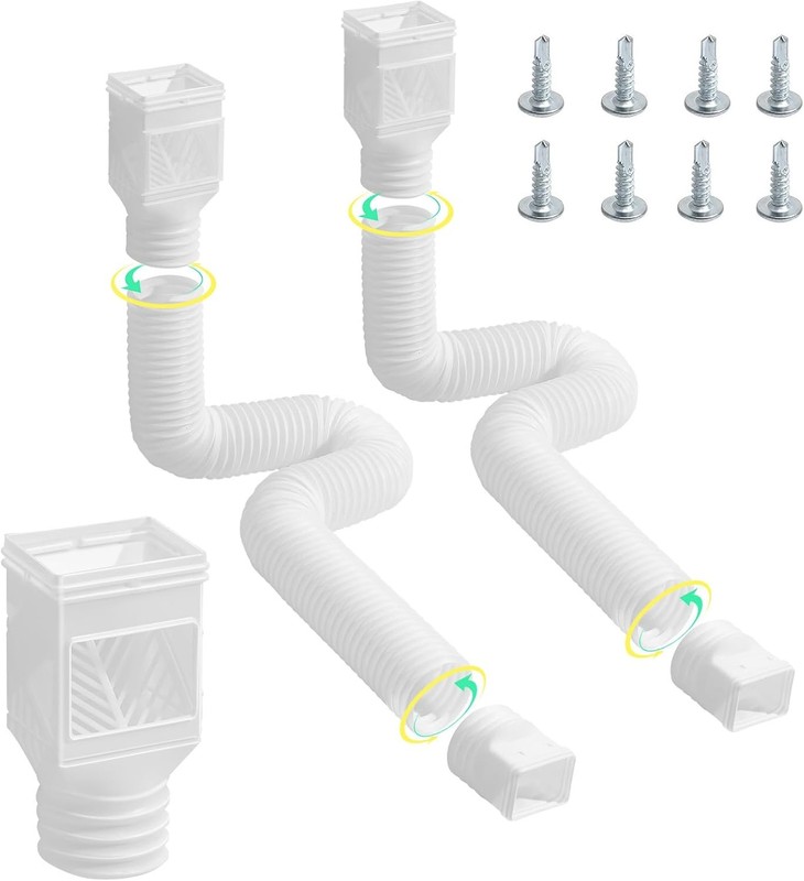 Rain Gutter Downspout Extensions, 2-Pack Flexible Downspout Extender, down Spout