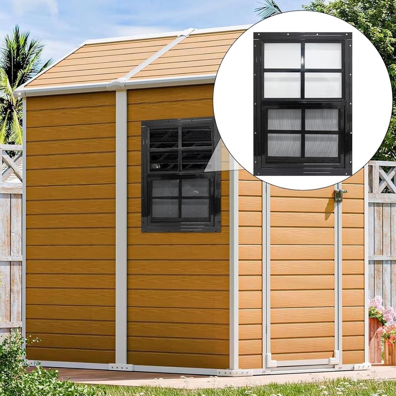 2 Pack Shed Windows with Black Frame, 14 x 21 Flush Mount Small Window with T... gallery