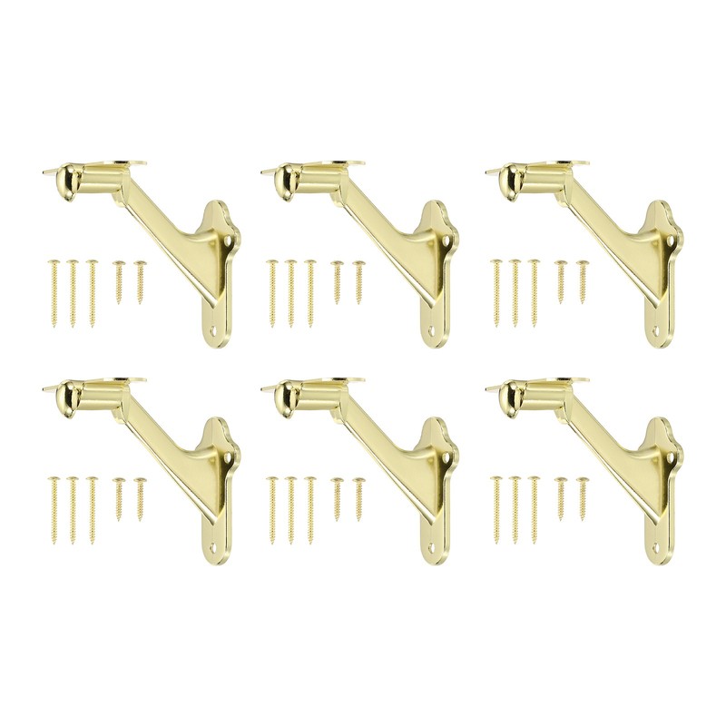 6Pack Gold Handrail Bracket, 3 Inch Heavy Duty Stair Railing Brackets Support