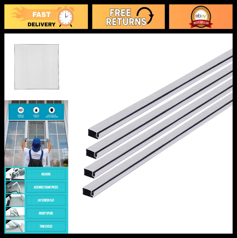 48×48 Mill Aluminum Screen Frame Kit – 5/16 in. Durable DIY Window & Door Repair