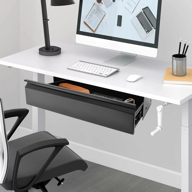 22 inch Sliding Pull-out Drawer, Storage Organizer Under Desk Mounted Iron