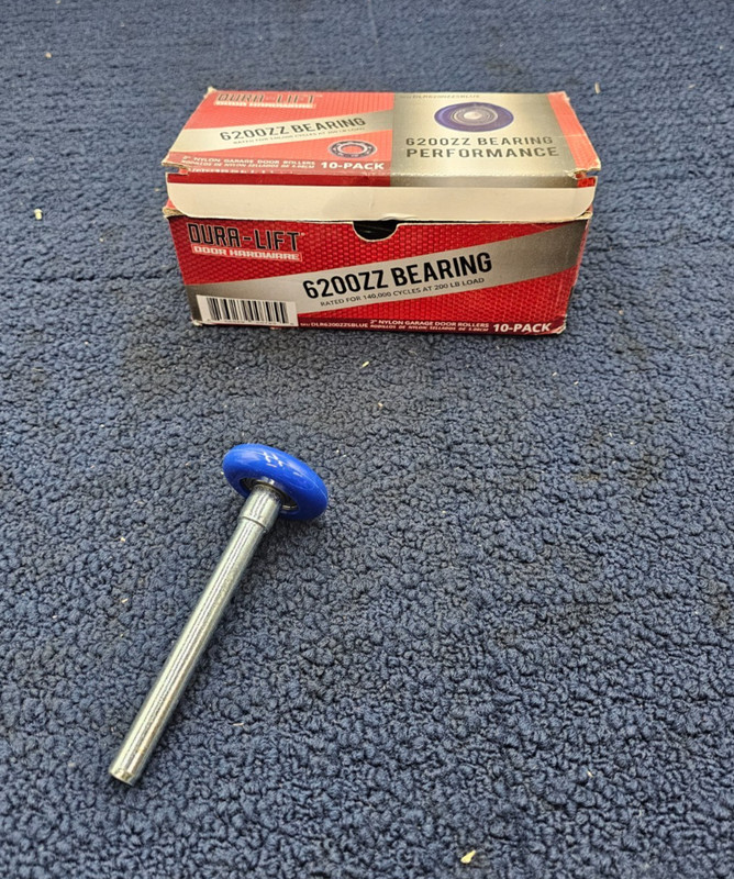 (QTY 10) DURA-LIFT DLR6200ZZSBLUE: 2" Nylon Garage Door Rollers w/4" Stem - Blue
