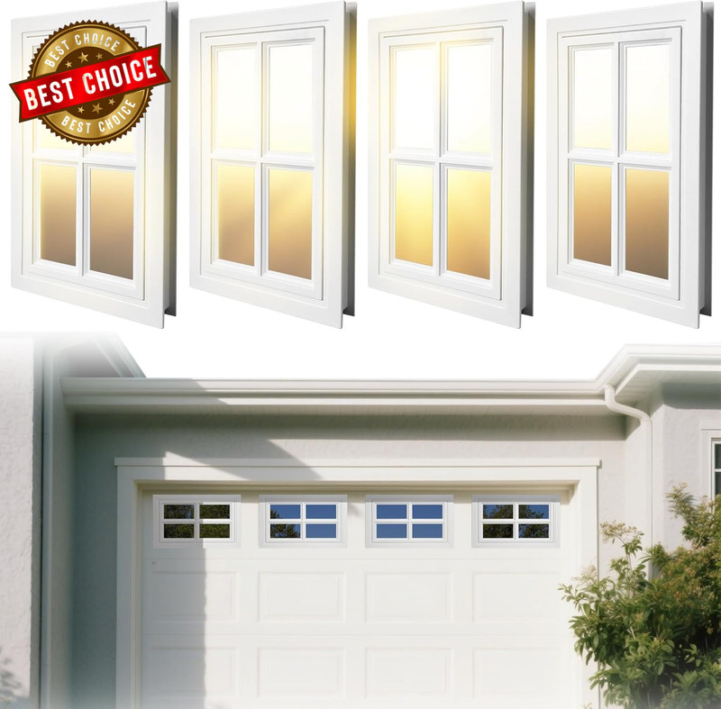 4 Pack Garage Door Windows, Replacement Vinyl Window Inserts with UV Resistant R
