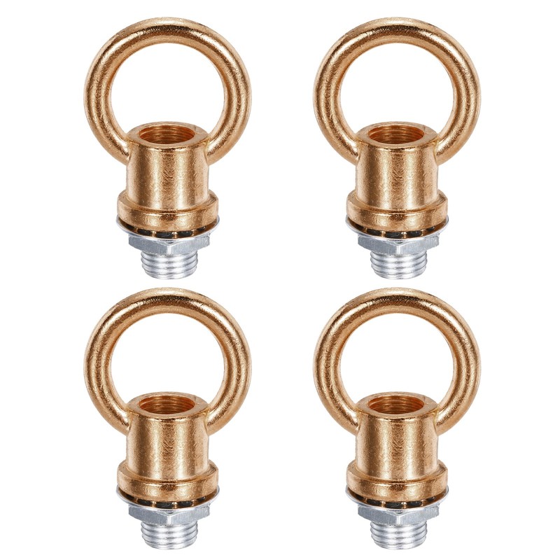 4 Set 8kg M10 1.1×1.4″ Thread Lifting Eye Nut Holder Hook Ring Pale Gold