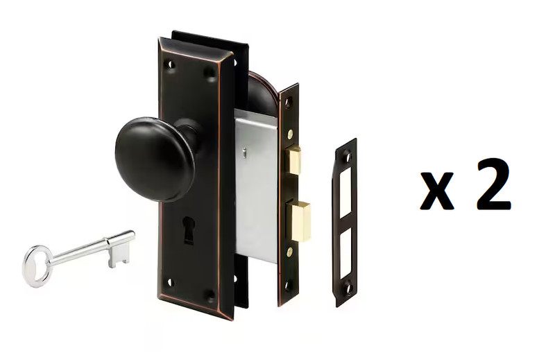 *2* Prime-Line Steel, Classic Bronze, Interior Door Lock Lock-Set (E 2495) *NEW*