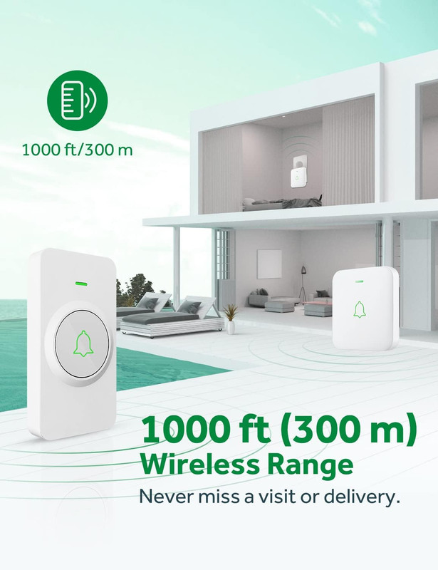 AVANTEK Wireless Doorbell, Mini Waterproof Door Bell Chime Operating at 1000 Fee gallery