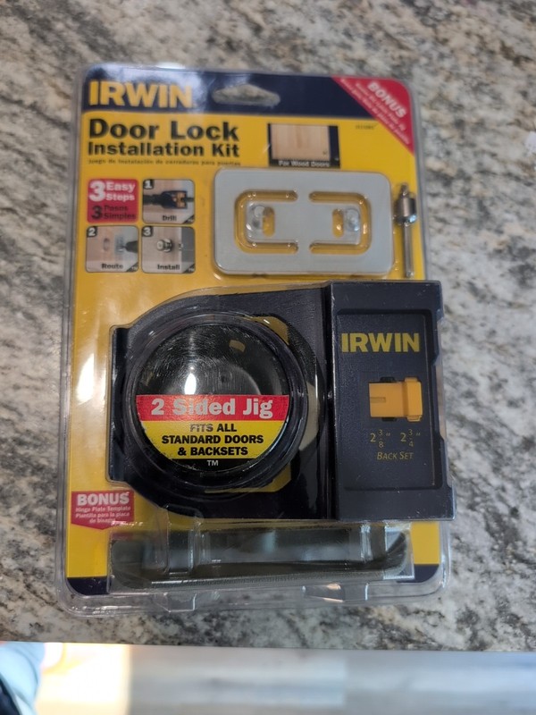 Irwin 3111001 Door Lock Installation Kit For Wood Doors Bonus BIT & Latch Jig