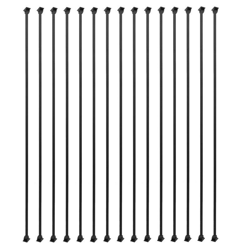 Square Hollow Wrought Iron Stair Balusters Spindles Swivel Shoes 1/2 In 15 PCS