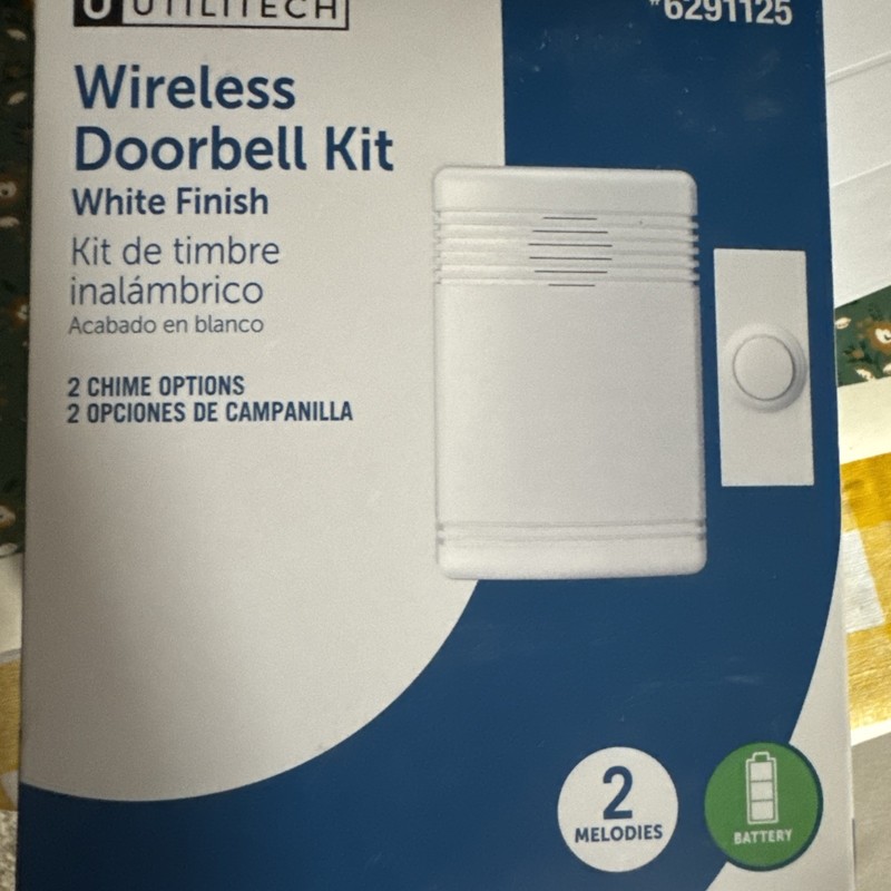 utilitech wireless doorbell kit, battery operated, 2 melodies #6291125