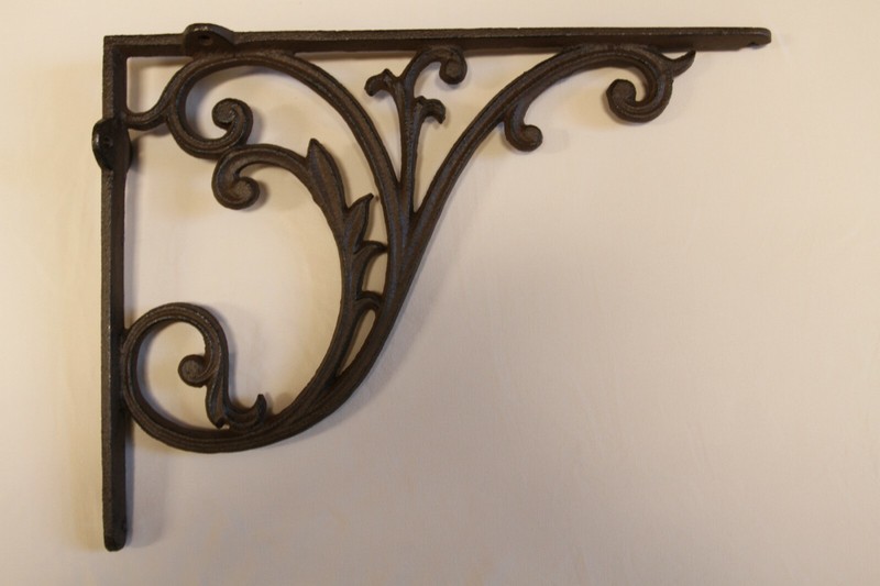 Large Scrollwork Design Mailbox Post Corbel Solid Cast Iron, 16 inch, B-85