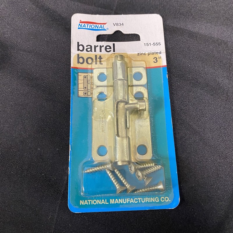 National Hardware Barrel Bolt Brass Finish 3″ N151-555 V834 BRAND NEW!