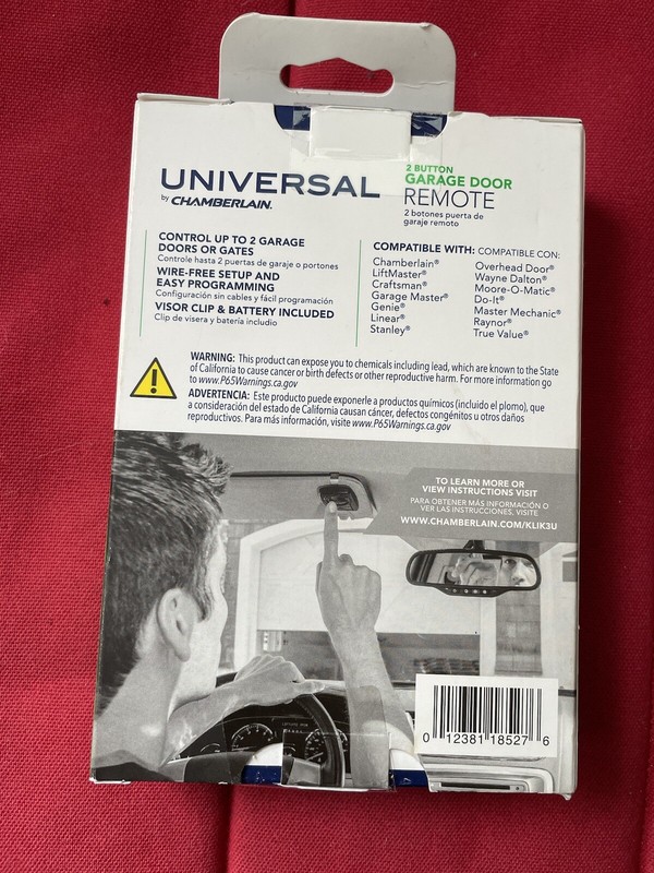 Universal Chamberlain 2 Button Garage Door Remote Clicker Opener KLIK3U-BK2 NEW gallery
