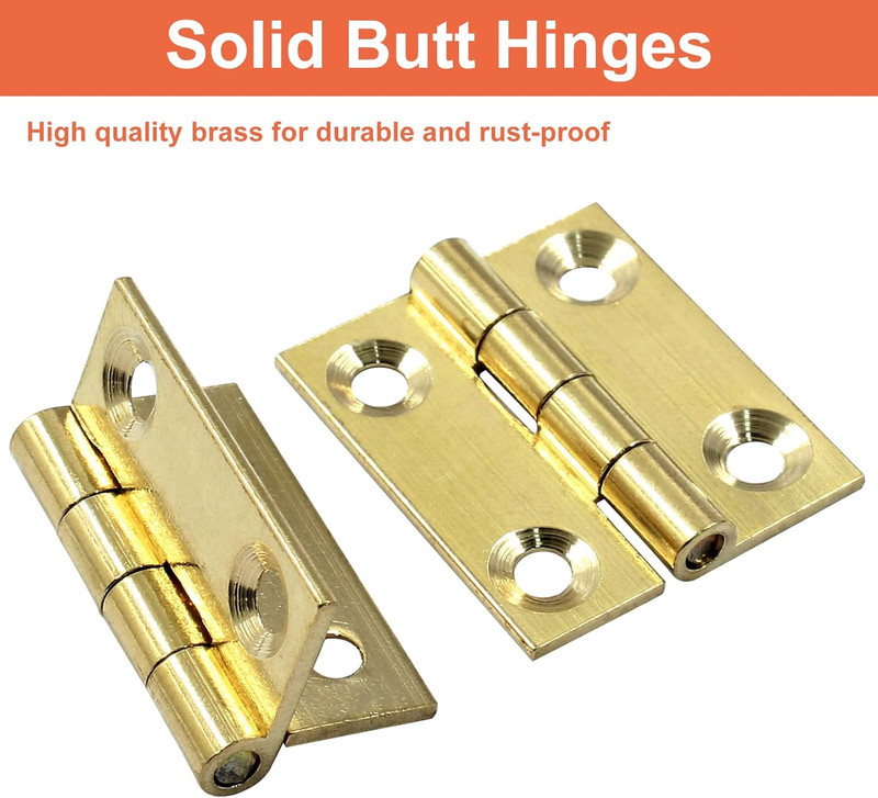 8 Pack Butt Hinge 1 Inch Mini Solid Brass Hinges for Small Cabinet, Folding Craf gallery