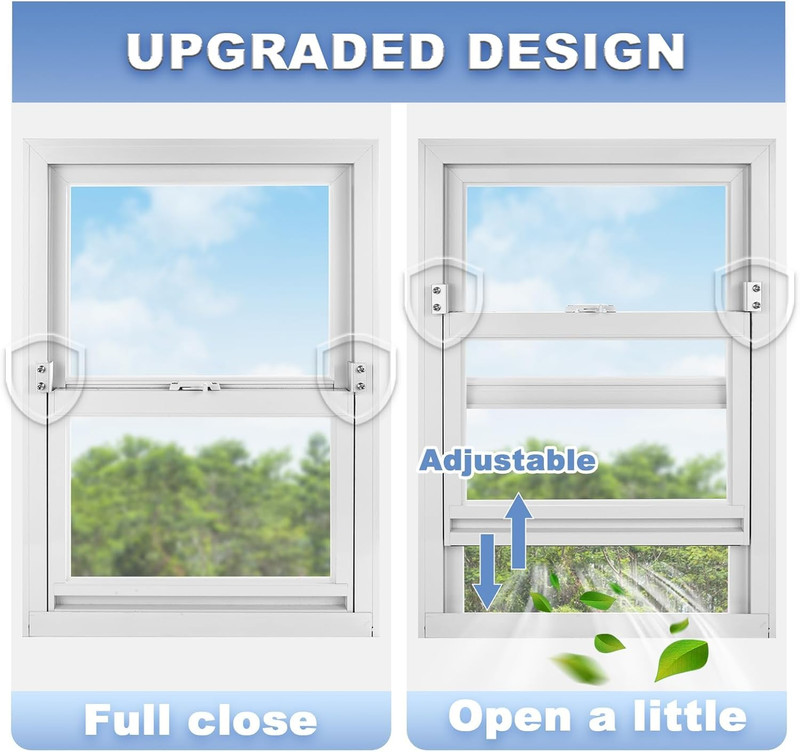 4 Sets Sliding Window Locks with Key, Window Locks for Up and Down Windows,Easy gallery