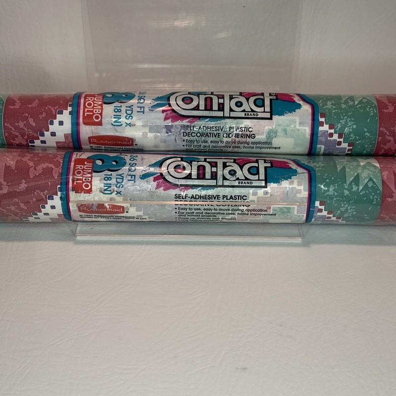 Contact Brand 1990s Heritage Pattern Pink Teal & Purple New Old Stock 2 Pc VTG