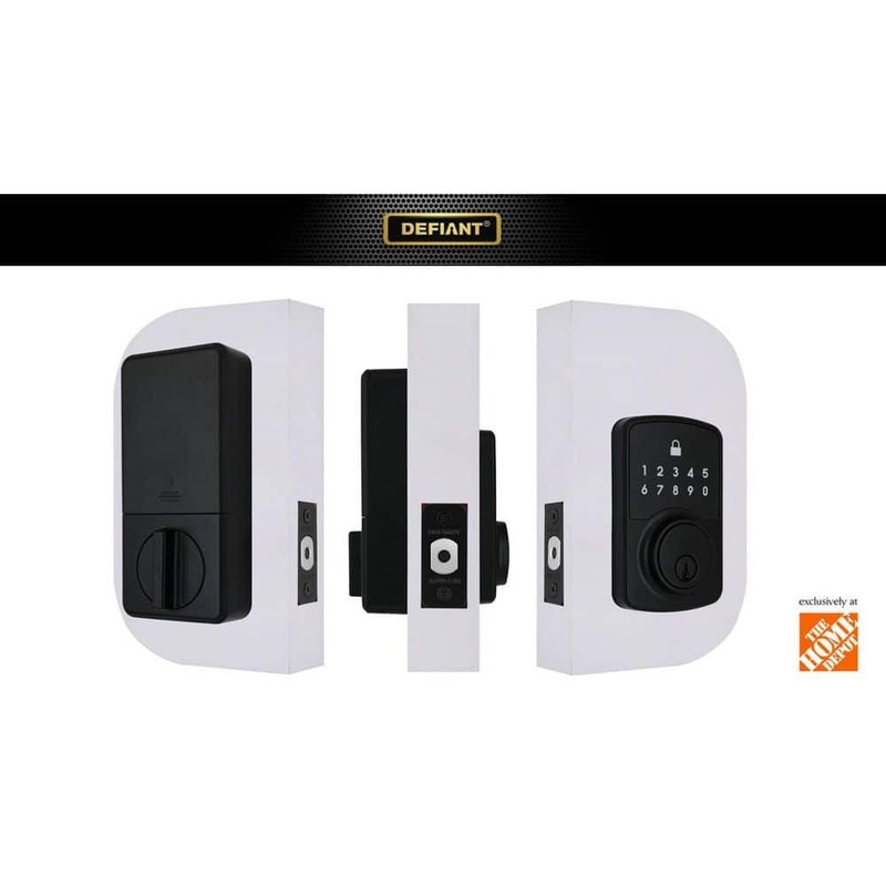 Defiant Square Compact Matte Black Electronic Single Cylinder Deadbolt Wi-Fi gallery