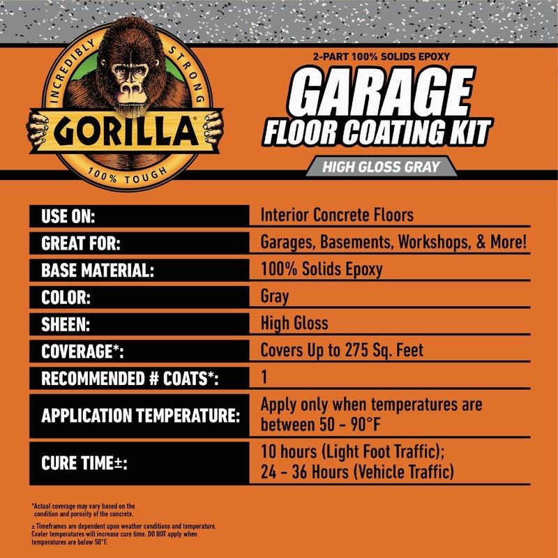 Gorilla Gray Garage Floor Epoxy Coating Kit - 1 Car Coverage 118492 1 Gal. 100% gallery