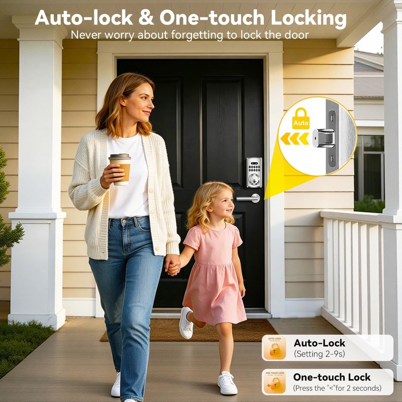 Keyless Entry Door Lock With Keypad Deadbolt Smart Code 2 Keys Auto Lock gallery
