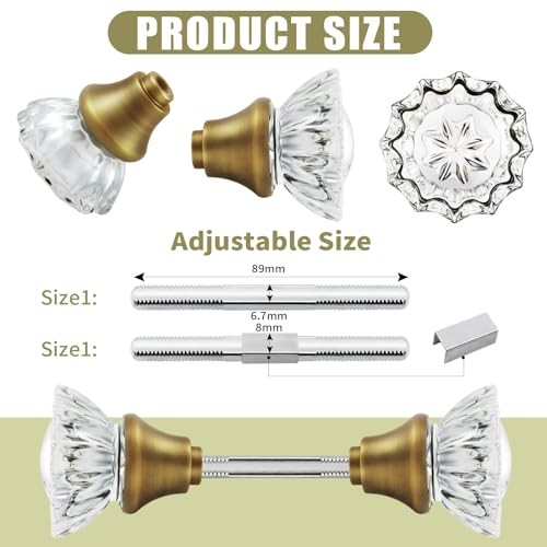 Glass Door Knobs Interior Mortise Lock Replacement Set 1 Pack Antique Brass gallery