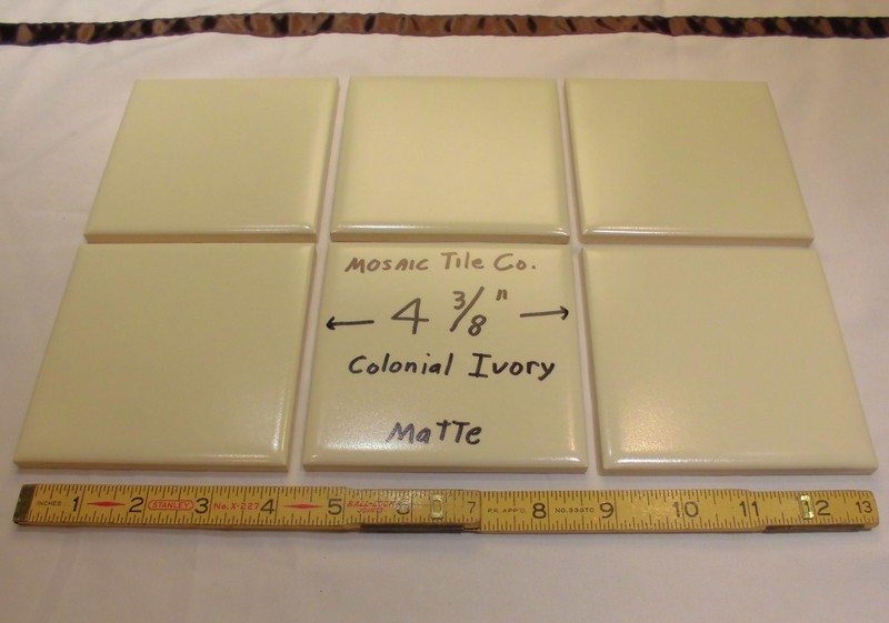6 pcs. *Colonial Ivory* 4-3/8″ Ceramic Tiles by The Mosaic Tile Co. Vintage NOS