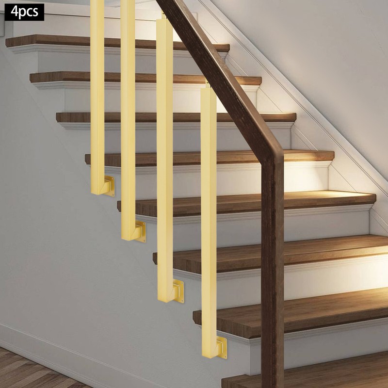 Gold Modern Square Stair Baluster Posts Decorative Railing For Stairs 8*8*95cm gallery