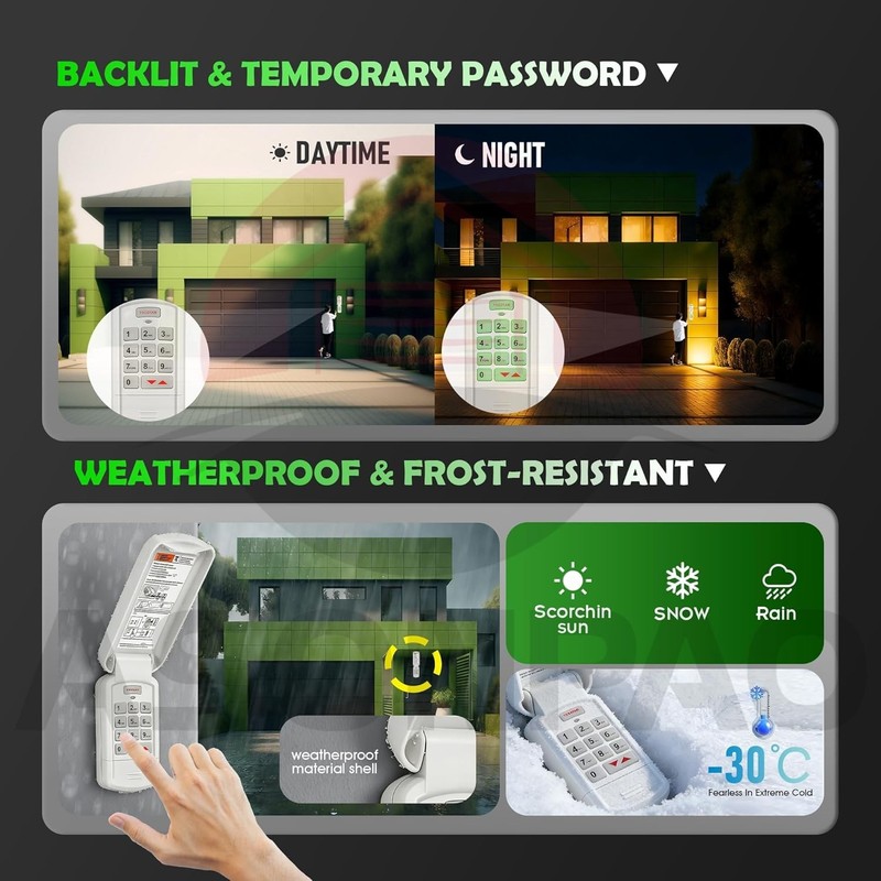 Genie-Compatible Garage Door Keypad with 164 Ft Range - User-Friendly Design gallery