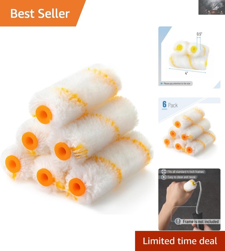 Versatile 6-Pack 4-Inch Paint Roller Covers for Various Painting Projects