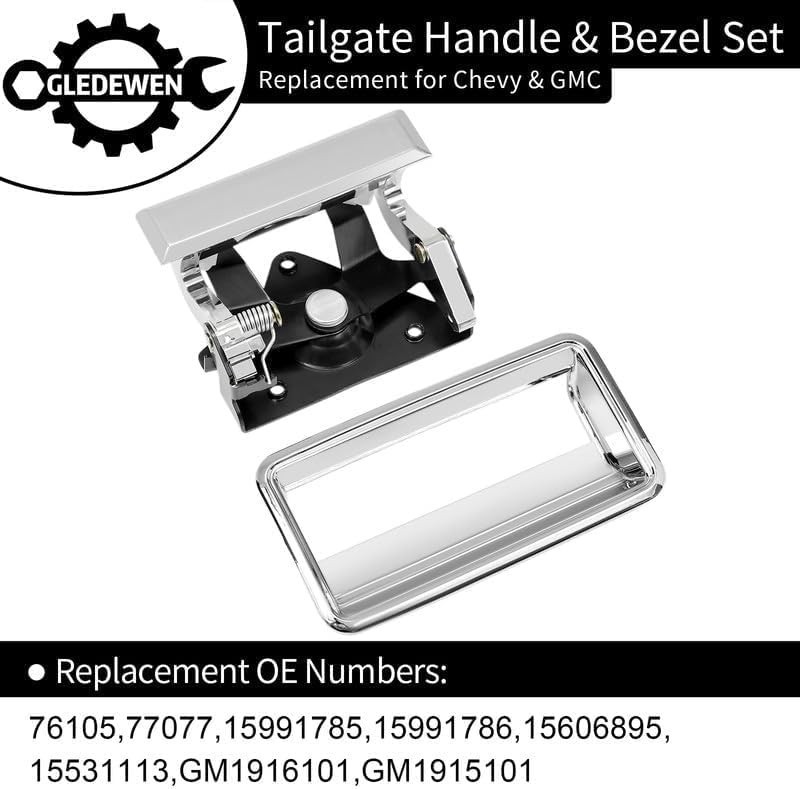Chrome Tailgate Handle Set, Compatible with 1988-2002 Chevy C1500 C2500 C3500 K1 gallery
