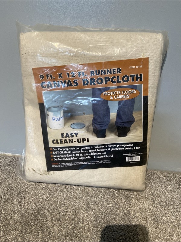 Seamless 9′ x 12′ Canvas Drop Cloth, Heavy-Duty for Various Uses