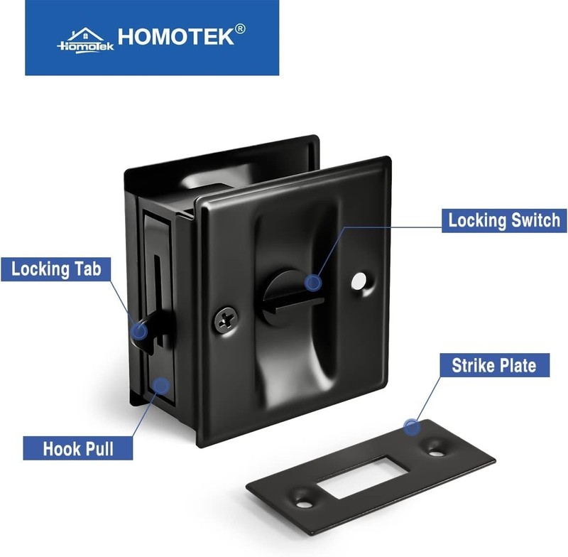 Versatile Keyed Lock for Sliding Doors - Stylish Security Solution in Black gallery