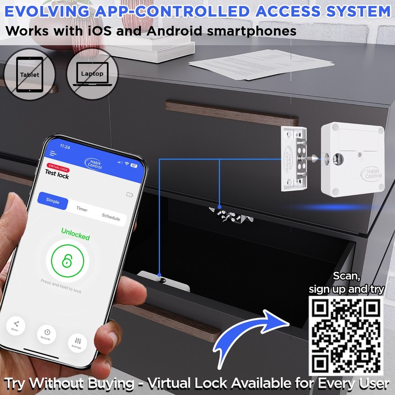 Habit Control Furniture Lock App, Classic and Timer, For Cabinets and Drawers gallery