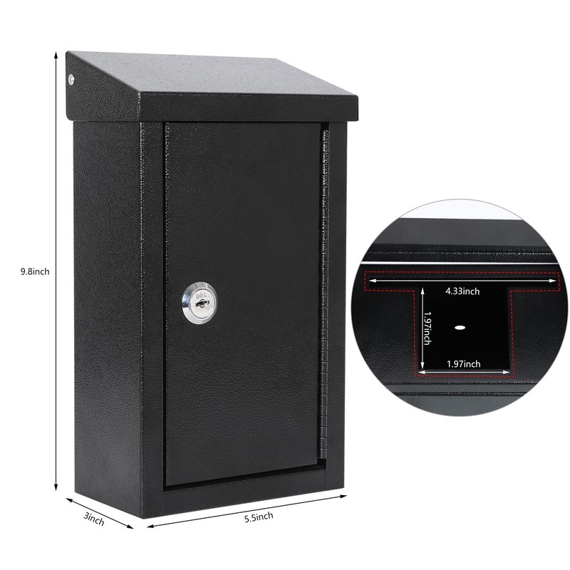 Wallmounted Key Drop Box With Key Lock Metal Mailbox Indoor& Outdoor Storage Box gallery