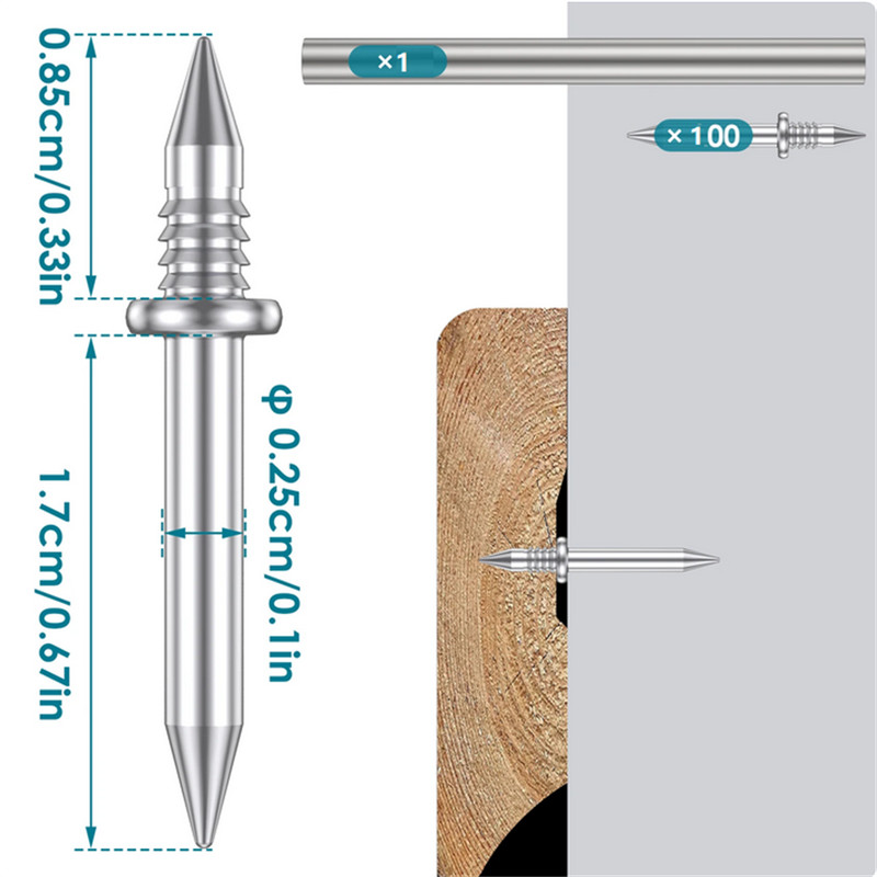 100Pcs Double-Head Seamless Installation Metal Nail Accessories With Sleeve Rod gallery