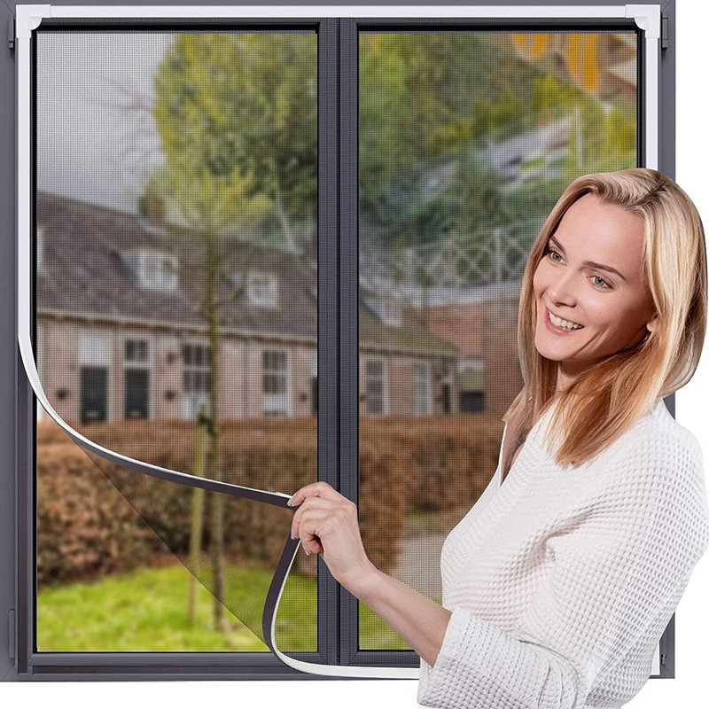 Magnetic Window Screen Adjustable DIY Window Net Fiberglass Fine Mesh Screen Pro gallery