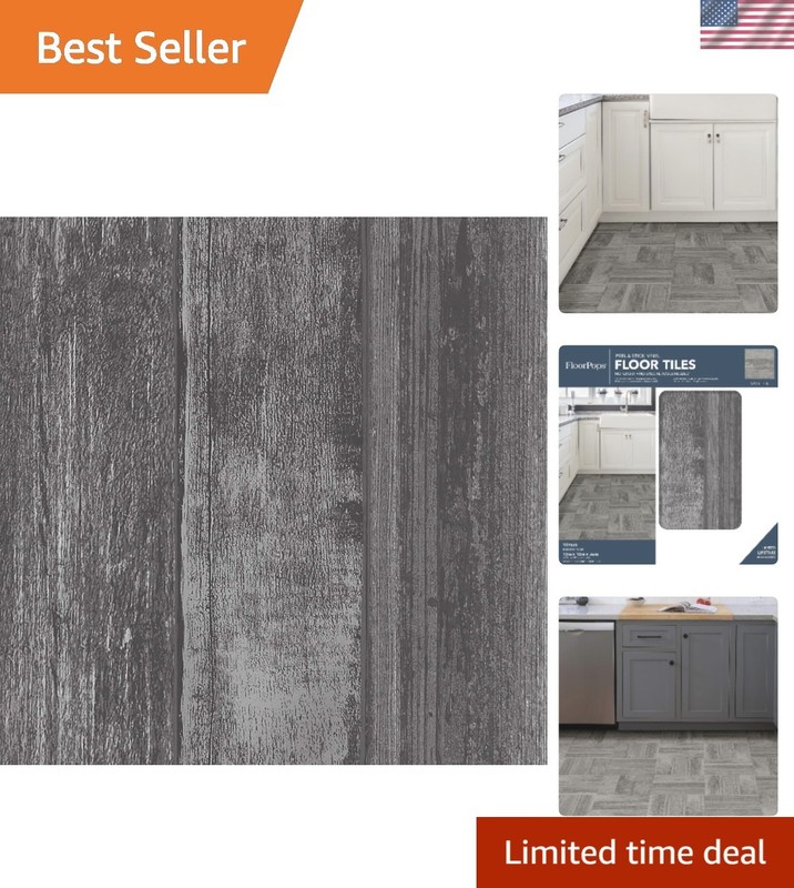 Transform Your Space: Grey Wood-Look Peel & Stick Floor Tiles, 10 pcs, 12x12 in