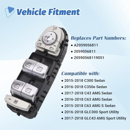 Power Window Switch Front Driver Side Compatible with 2015-2018 Mercedes-Benz gallery