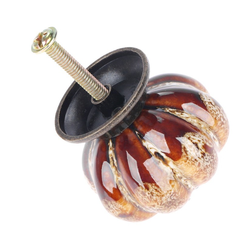 Relic Ceramic Pumpkin Shape Door Pull Handles Knob for Furniture Dresser Cabinet gallery