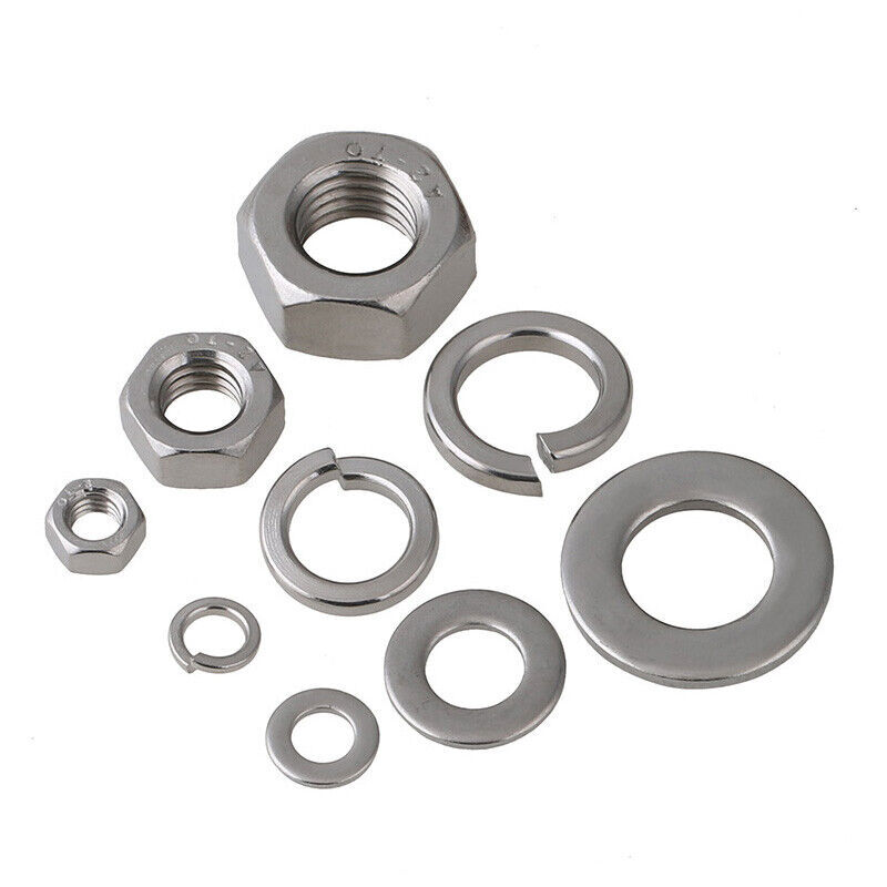 M2-M24 Hex Nuts & Gasket & Spring Washers Set Stainless Steel Carbon Steel Brass gallery