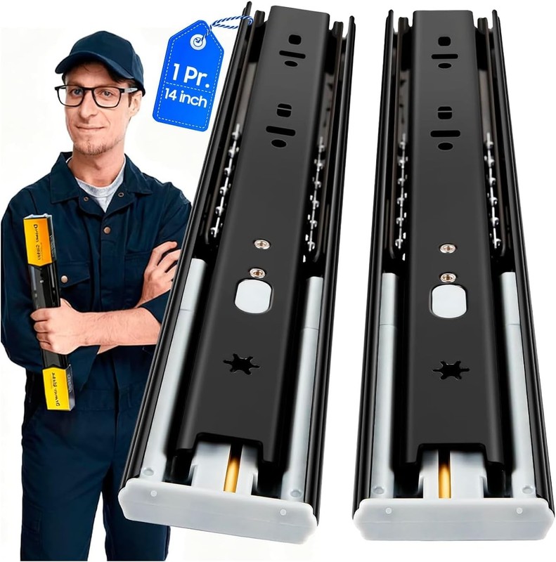 14 Inch Side Mount Drawer Slides with 100 Pound Capacity and Quiet Glide Design gallery