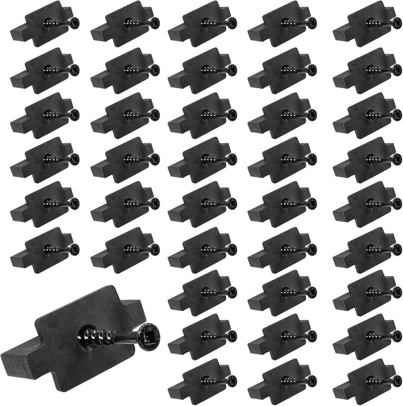 50 Pcs Hidden Fasteners Clips for Decks – Black Nylon Plastic T-Clips with Metal