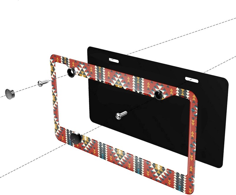Geometric Pattern License Plate Frame Traditional Ethnic Trib Color: Cover gallery