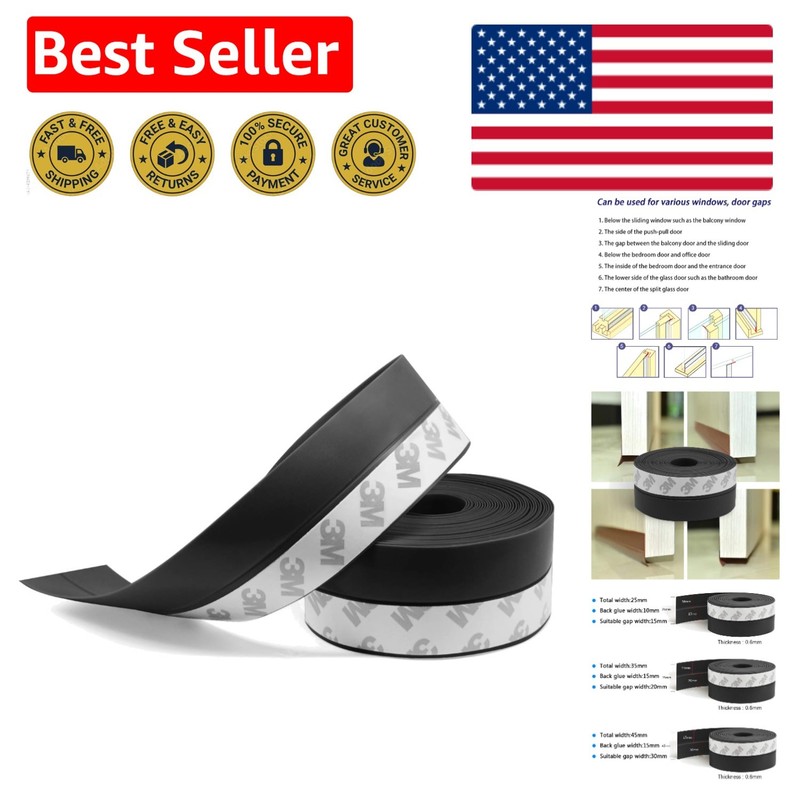 Multi-Functional 16ft Silicone Weather Seal – 25mm Wide, Home Comfort Enhancer