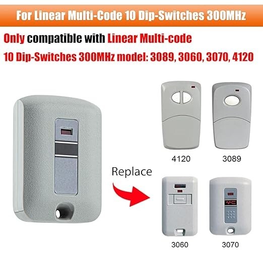 1pc Garage Door Remote Control for 300MHz Linear Multicode Gate Opener 10 DIP