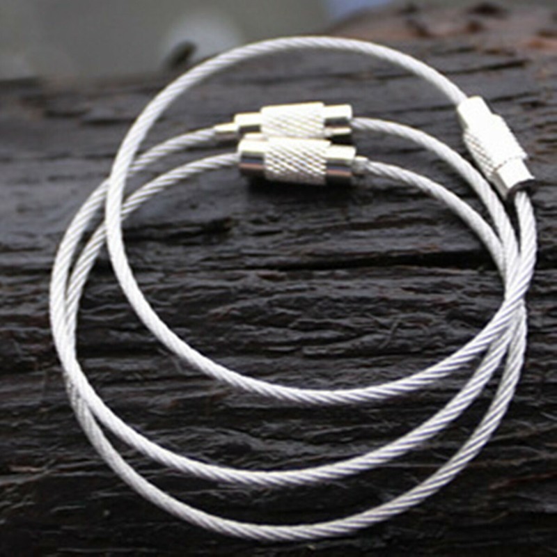 Stainless Steel Wire Rope Keychain Key Ring Cable For Outdoor Hiking Sports