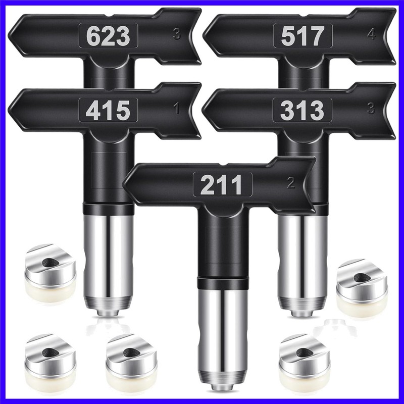 5 Pcs Spray Tips Reversible Spray Nozzles for Airless Paint Sprayer Tips Guns…