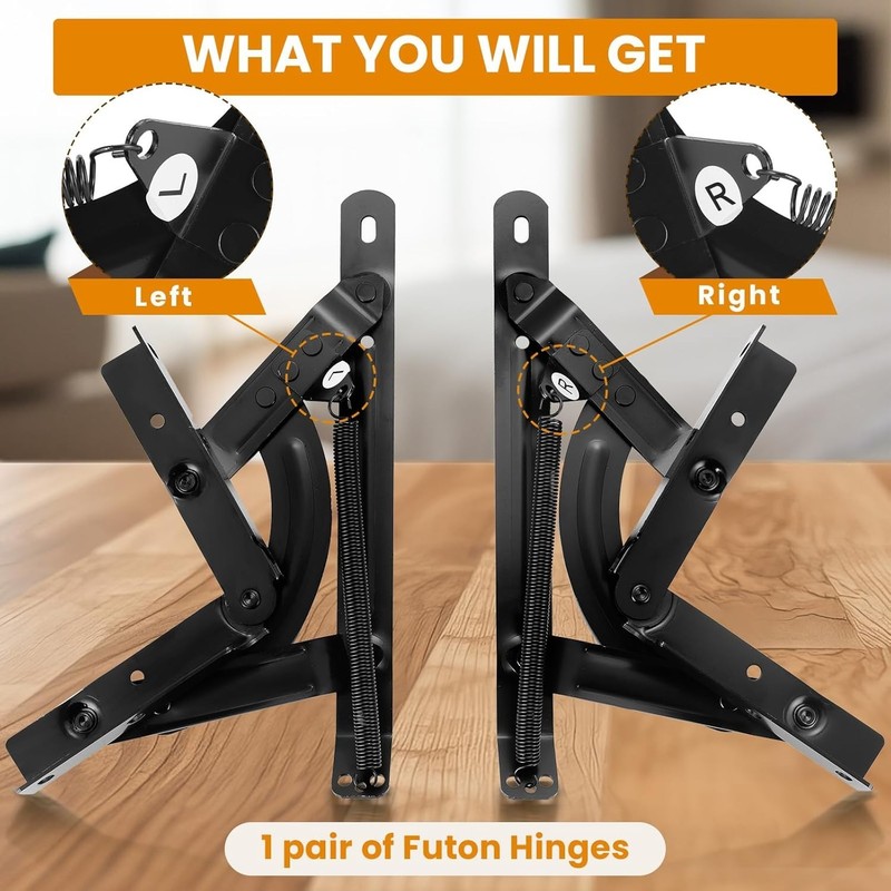 Futon Hinges, Adjustable Spring Mechanism Spring Hinge for Most Foldable Sofa... gallery