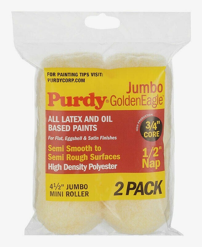 Purdy Jumbo Mini GOLDEN EAGLE Paint ROLLER COVER 2 Pack Polyester 1/2″ x 4-1/2″