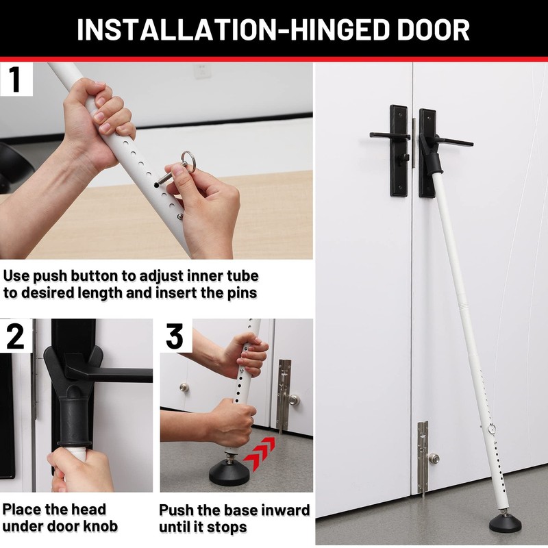 Door Stoppers Security Bar 2 Pack - Heavy Duty Door Jammer - Adjustable Sliding gallery