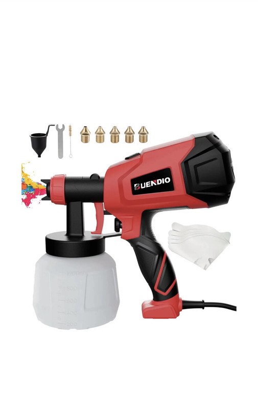 BUENDIO Paint Sprayer, 700W High Power, 5 Copper Nozzles & 3 Patterns